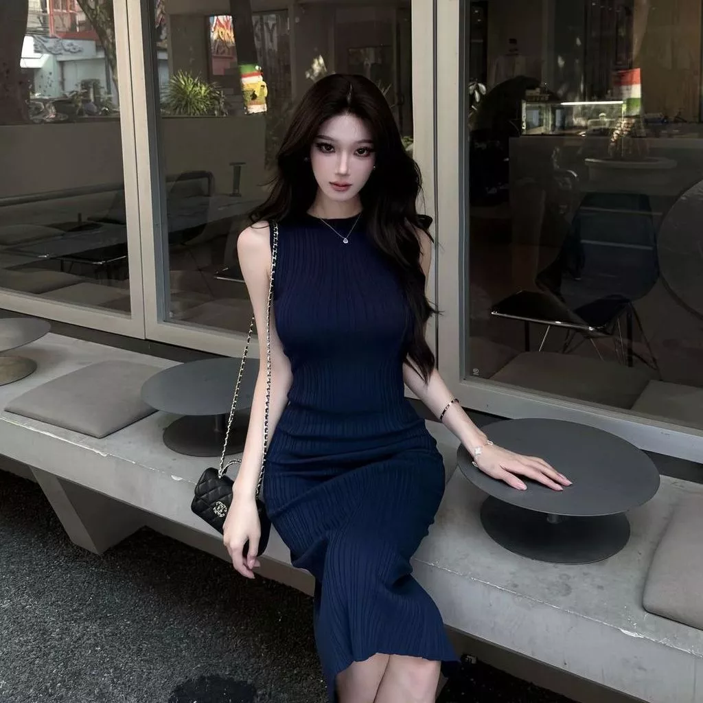 Trí Thông Minh Cao Dệt Kim Không Tay Áo Váy Hông Nữ Hoàng Gia Anh Phong Cách Ôm Kết Cấu Sli