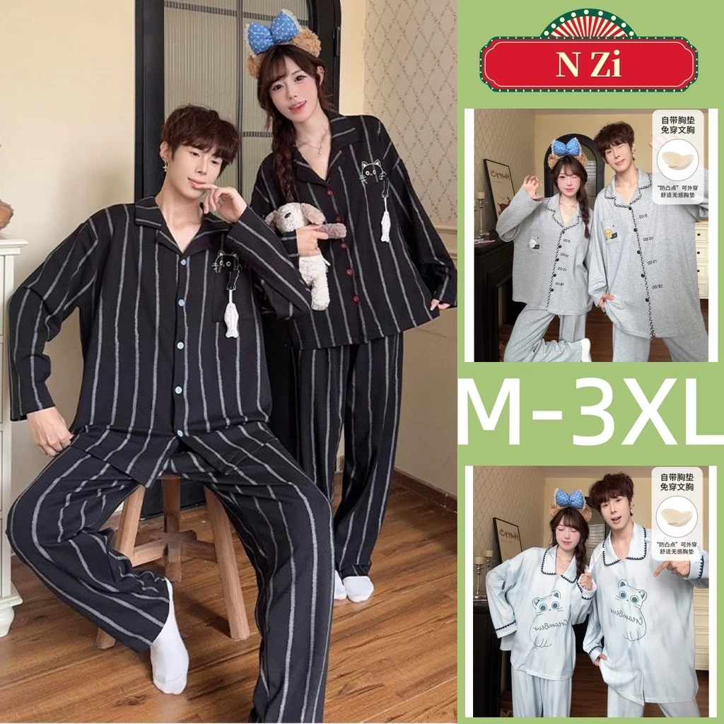 Cặp Đôi Bộ Đồ Ngủ Bộ Đồ Ngủ Nam Thu Đông Có Đệm Đồ Ngủ Người Phụ Nữ Tay Dài Người Wowen Hoạt Hình Rời Mặc Ở Nhà Mặc Ngủ