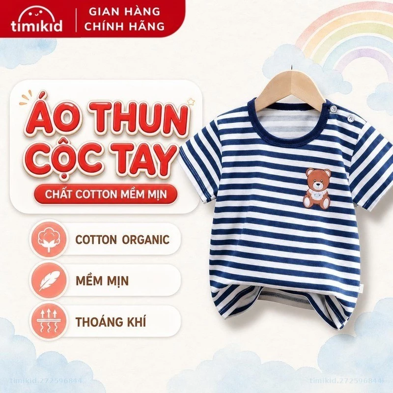 Áo Thun Cộc Tay Cho Bé Trai, Bé Gái Link Card i010 Chất Cotton Mềm Mịn, Thoáng Khí - Timikid