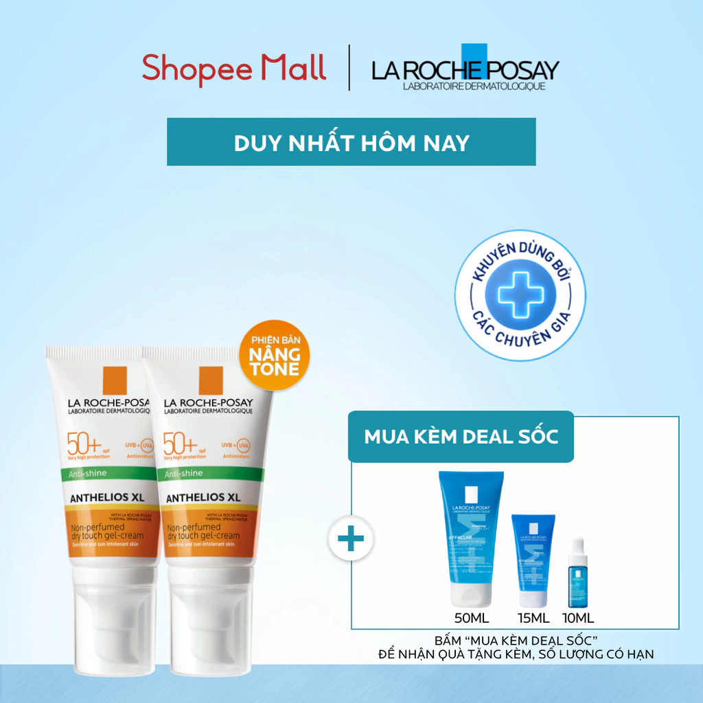 [PHIÊN BẢN NÂNG TONE] Bộ đôi kem chống nắng nâng tone cho da dầu La Roche-Posay Anthelios XL SPF50+ 50ml