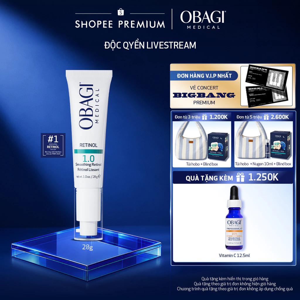 [ĐỘC QUYỀN LIVESTREAM] Kem Dưỡng Làm Mờ Nếp Nhăn & Làm Đều Màu Da Obagi Retinol 1.0 (28g)