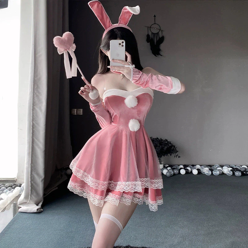 Tiệc Giáng Sinh Dễ Thương Thỏ Cô Gái Đảng Trang Phục Hóa Trang Cosplay Phù Hợp Với