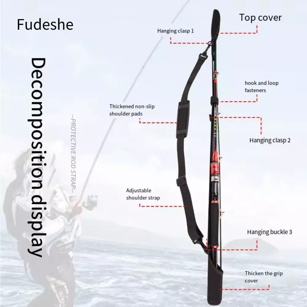 Dây đeo giá đỡ cần câu FUDESHE, Dây đeo giữ dây buộc cá chép chống mài mòn bảo vệ đai, buộc đàn hồi chống văng thoáng khí
