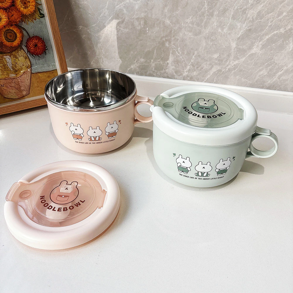 [Sản phẩm mới] Bát ăn liền bằng thép không gỉ dành cho trẻ em có giá trị cao Bát ăn liền có nắp Thực phẩm bổ sung hai lớp