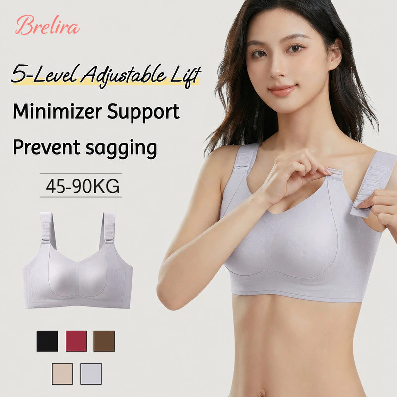 『 Brelira 』 Bộ giảm thiểu áo ngực đa năng có thể điều chỉnh Hỗ trợ giảm xóc không dây liền mạch 2cm Hỗ trợ mềm mại bên hông Giữ đồ lót lớn thoải mái