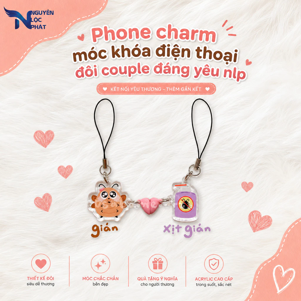Phone charm móc khóa điện thoại đôi couple đáng yêu nlp