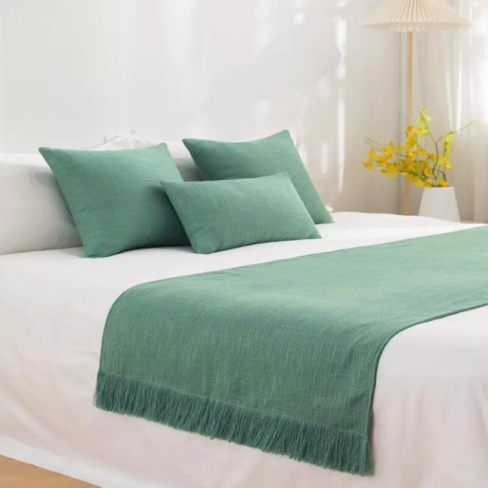 Khăn trải giường tua rua sang trọng, Khăn trải giường trang trí thanh lịch phong cách Trung Quốc hiện đại, dành cho giường cỡ Queen King đầy đủ, Trang trí chăn ga gối phòng ngủ khách sạn tại nhà