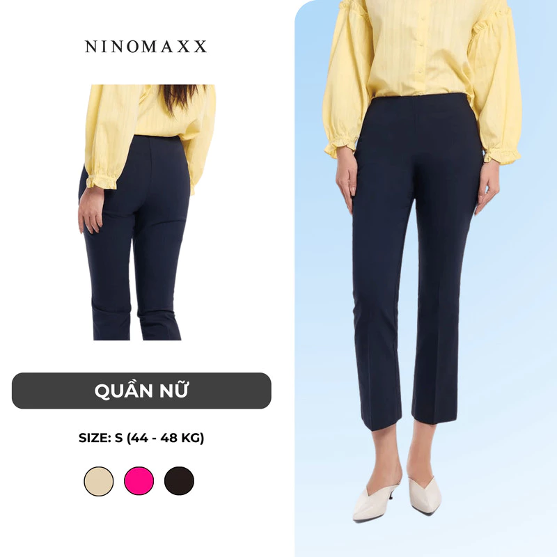 [CÒN SIZE S] Quần Tây Công Sở Nữ Dáng Lửng Màu Xanh Navy Chất Cotton N&M Thương Hiệu NINOMAXX 1907024