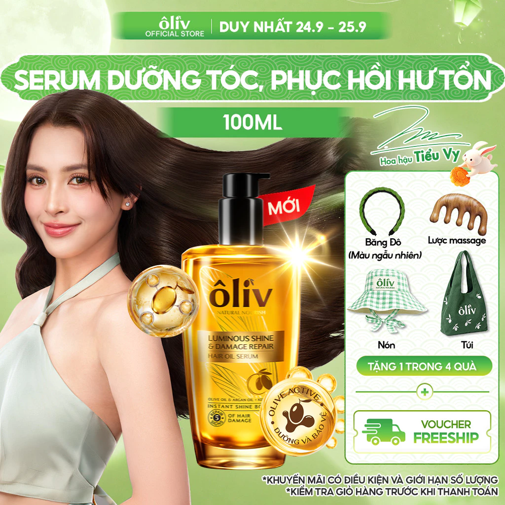 [MỚI] Serum Dầu Dưỡng Tóc Ôliv Không Bết Tóc, Bóng Mượt Tức Thì, Phục Hồi 5 Dấu Hiệu Hư Tổn 100ML