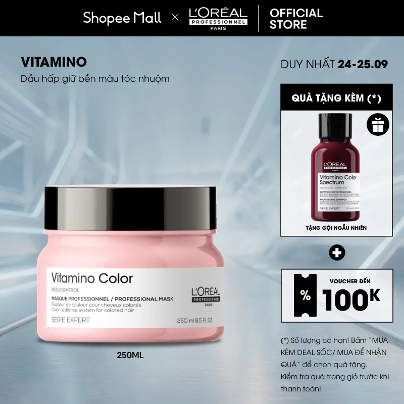 Dầu hấp giữ màu tóc nhuộm chuyên nghiệp & dưỡng tóc mềm mượt Vitamino Color 250ml