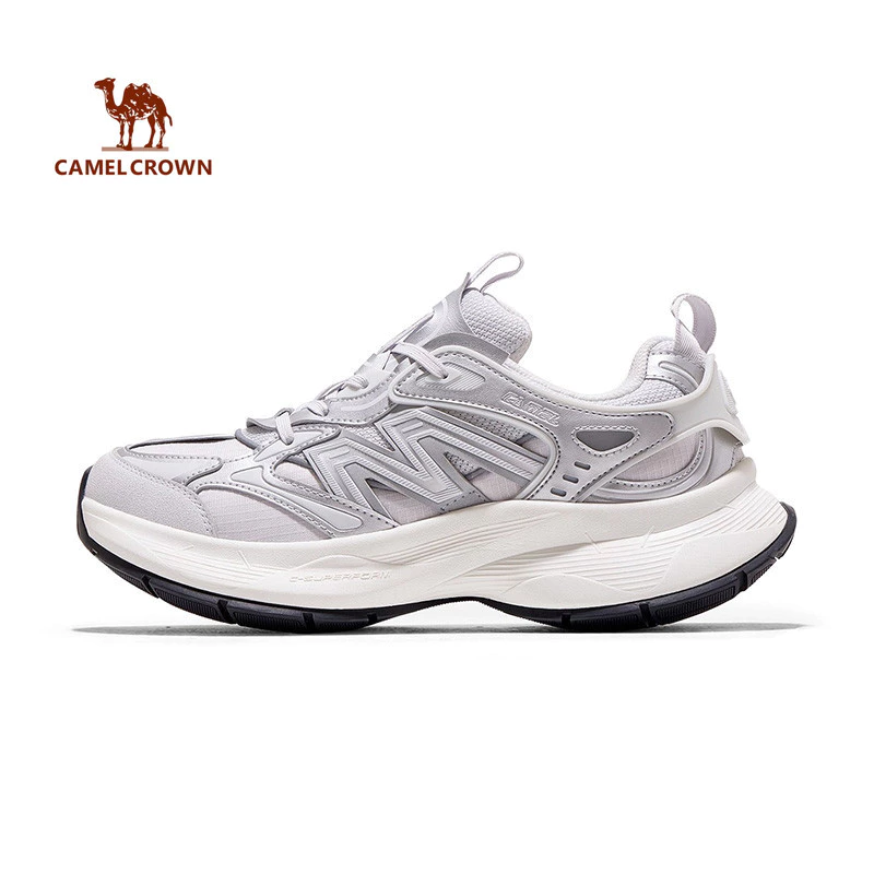 CAMEL CROWN SPORTS Giày Thể Thao Nữ Màu Bạc, Thoáng Khí, Đế Dày Phong Cách Retro