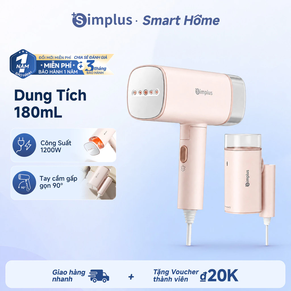 Simplus Bàn ủi hơi nước cầm tay Công suất cao 1200W Bình chứa nước 180ml Gấp gọn tiện lợi Ủi đứng nằm hai kiểu GTJH020