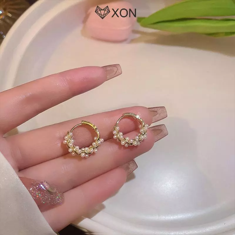 [XON] 1 Đôi Bông Tai Ngọc Trai Vòng Tròn Tính Khí Đơn Giản Mới Thời Trang Bông Tai Đa Năng Nhỏ Trang Sức Nữ [Mina]