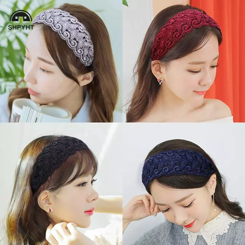 [SHPYHT] Phong Cách Hàn Quốc Thời Trang Tính Khí Đầu Quấn Ren Hoa Băng Đô Quấn Tóc Cho Nữ Tóc Rộng Vòng Chống Trơn Trượt Thanh Lịch Vintage Mới