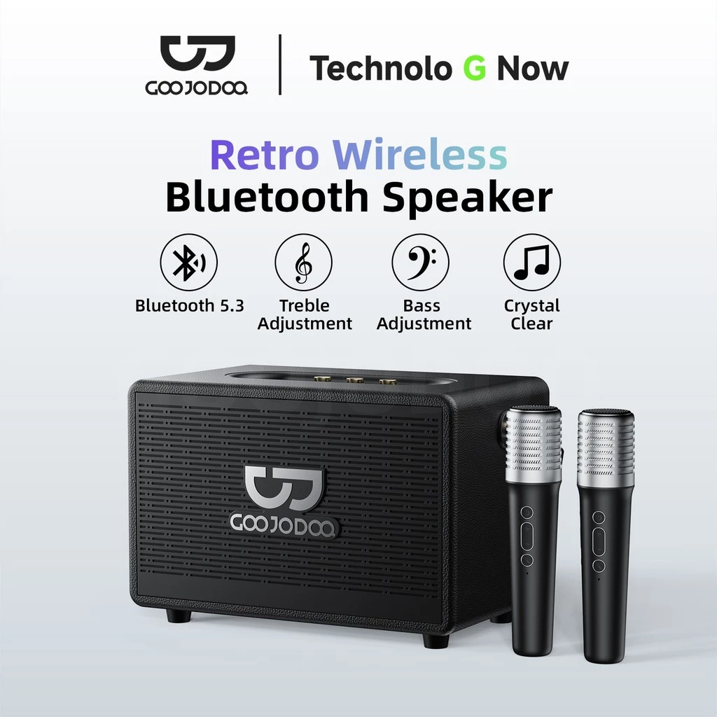 Loa Bluetooth GOOJODOQ Retro, âm thanh nổi 4 kênh, âm trầm mạnh mẽ 60W, 6000mAh, 3 chế độ phát lại