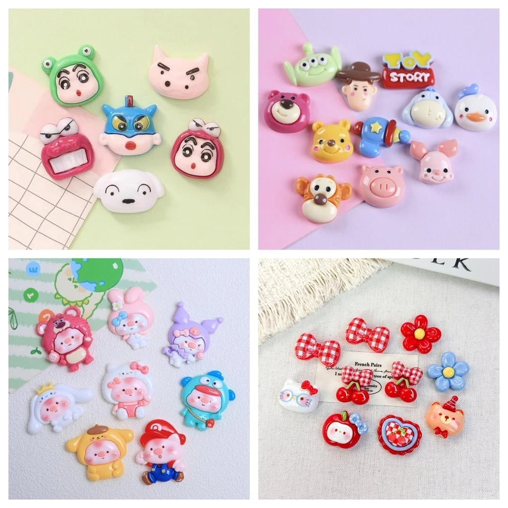 [Tặng sticker] DIY Combo keo kem và phụ kiện nhựa Làm thẻ Guka kẹp tóc Jibbitz Phụ kiện thời trang nguyên liệu đa năng