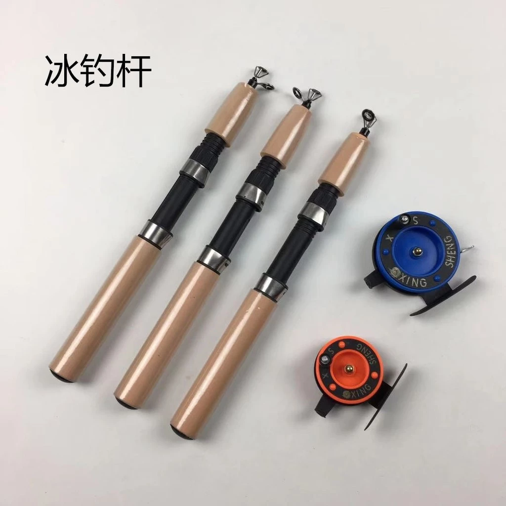 Cần Câu Lưới Đá Băng Di Động Cán Xốp Êm Tay Kèm Máy Câu Mini 55cm 65cm 75cm ✨deerlu05.vn✨
