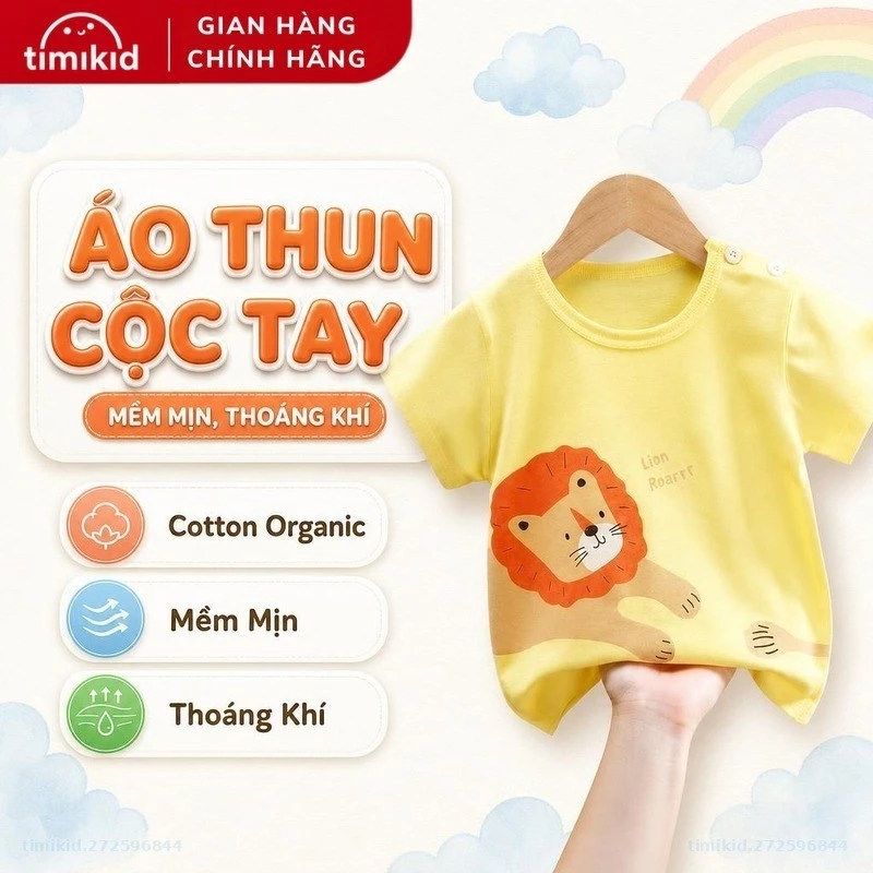 Áo Thun Cộc Tay Cho Bé Trai, Bé Gái Link Card i040 Chất Cotton Mềm Mịn, Thoáng Khí - Timikid
