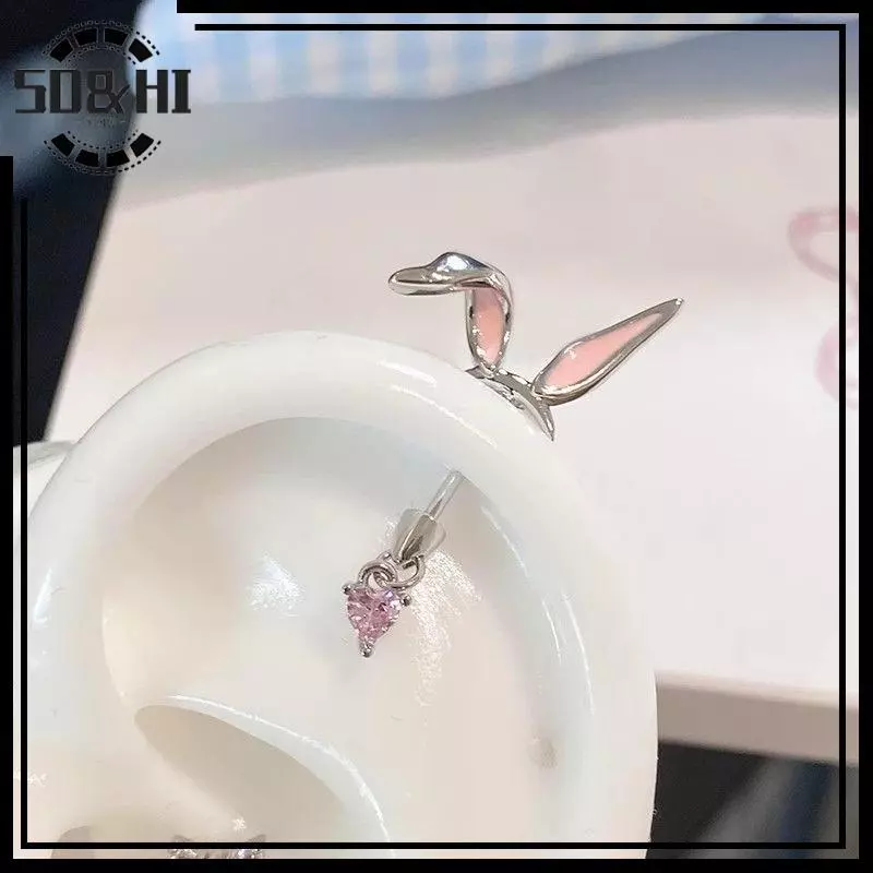 [SD & HI] 1 Cái Hình Tai Mèo Flash Zircon Trái Tim Mặt Dây Chuyền Xương Tai Bông Tai Móng Tay Dành Cho Nữ Phụ Kiện Xuyên Cơ Thể Hợp Thời Trang (vn)