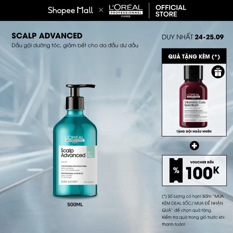 Dầu gội dưỡng tóc giảm bết dầu da đầu, giảm bết tóc chuyên nghiệp Scalp Advanced 500ml - Dành cho da đầu dư dầu, tóc bết