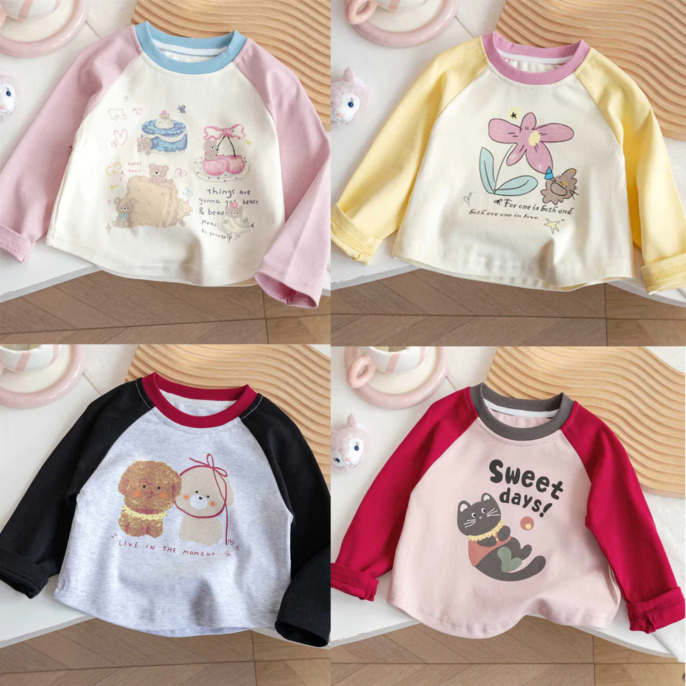 Áo thu đông dài tay cho bé gái bé trai chất cotton Size đại10-65kg thời trang trẻ em MOONBE SweetDay