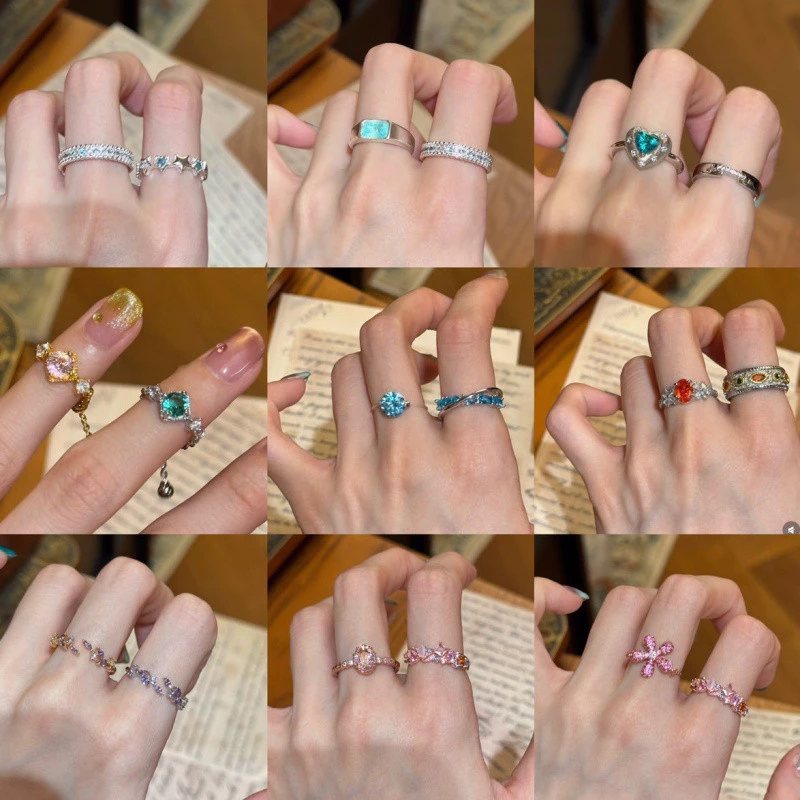 Nhẫn hoa Zircon dát nhẹ sang trọng Vòng đeo tay chỉ số cao cấp Vòng đeo tay thời trang