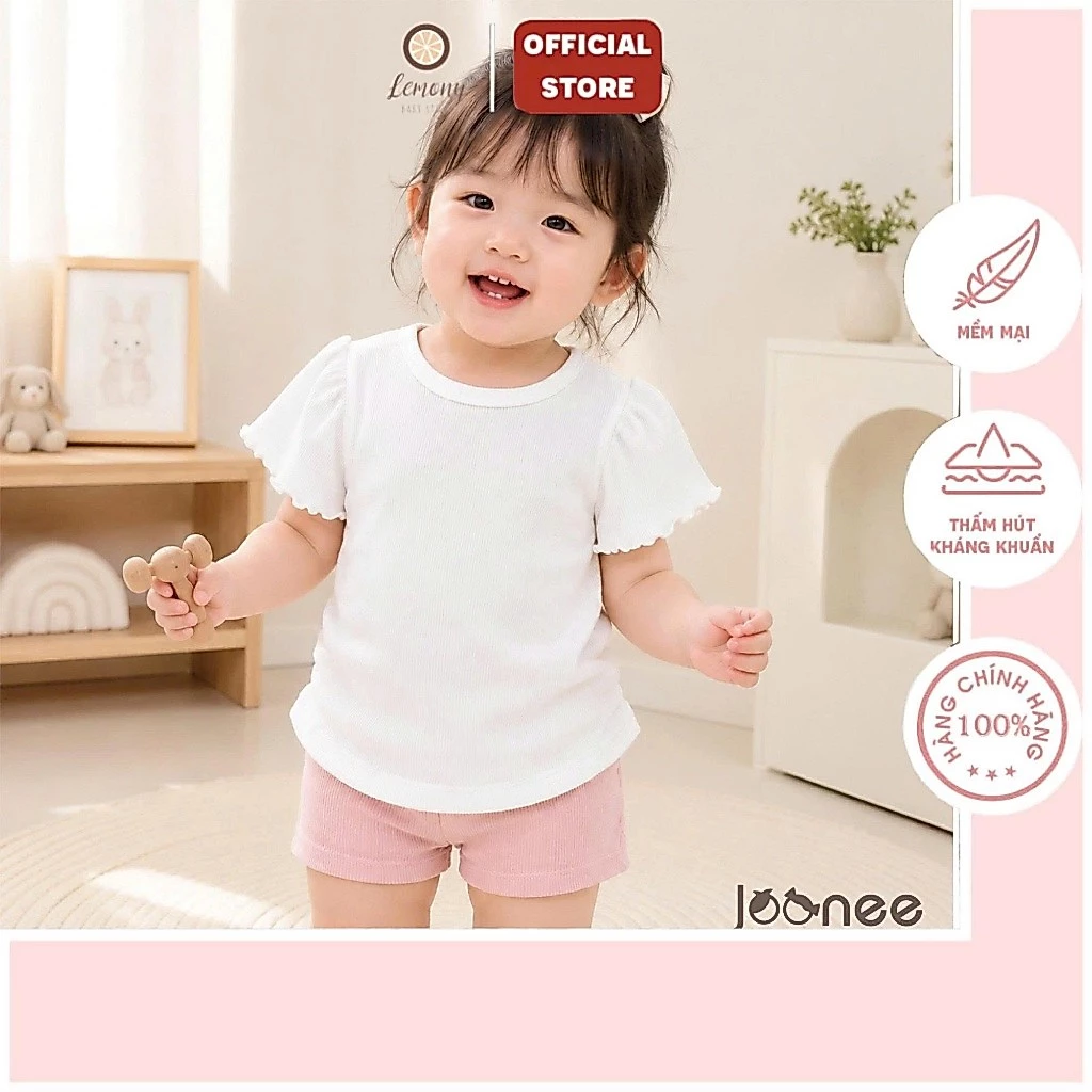 Áo Tay Bồng Bé Gái Joonee Thun Tăm Mềm Mại, Co Giãn, Thoáng Mát, Áo Mặc Hè Cho Bé Size 9M-4Y