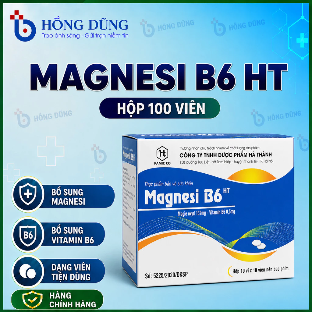 magnesi b6 ĐY hộp 100 viên hỗ trợ suy nhược thần kinh, hay chuột rút