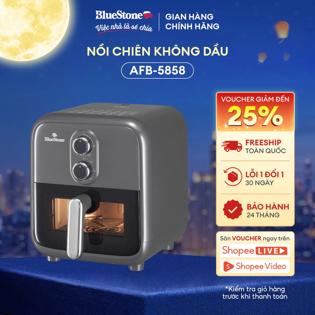 Nồi Chiên Không Dầu BlueStone AFB-5858 - 7 Lít -1800W - Bảo hành 2 năm