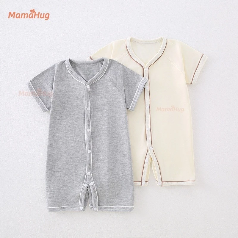 Sơ Sinh Cho Bé Modal Romper Mùa Hè Mỏng Tay Ngắn Áo liền quần Quần Áo Trẻ Sơ Sinh Cho Bé Trai Bé Gái Mùa Hè Trang Phục Bánh Xích Mềm Mại Thoáng Khí Một Mảnh Body Bộ Đồ Ngủ Đồ Ngủ Tập Đi
