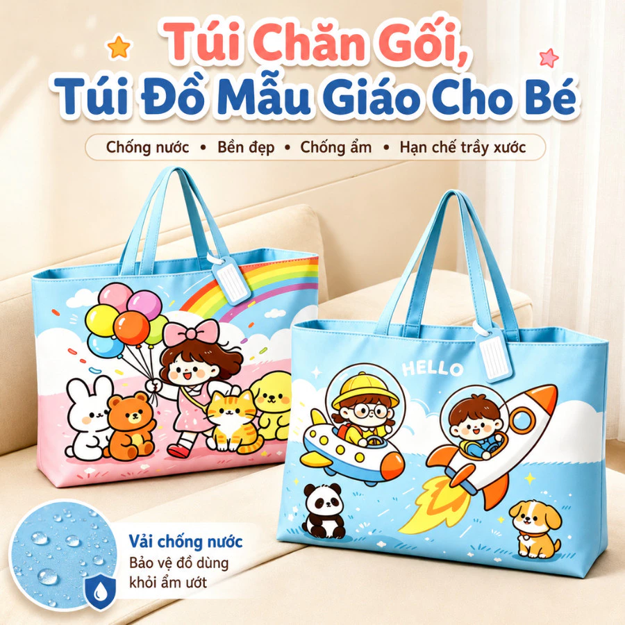 Túi Đựng Chăn Gối TORO Họa Tiết Hoạt Hình, Vải Chống Nước Bền Đẹp, Đựng Chăn Đồ Bé Gọn Gàng