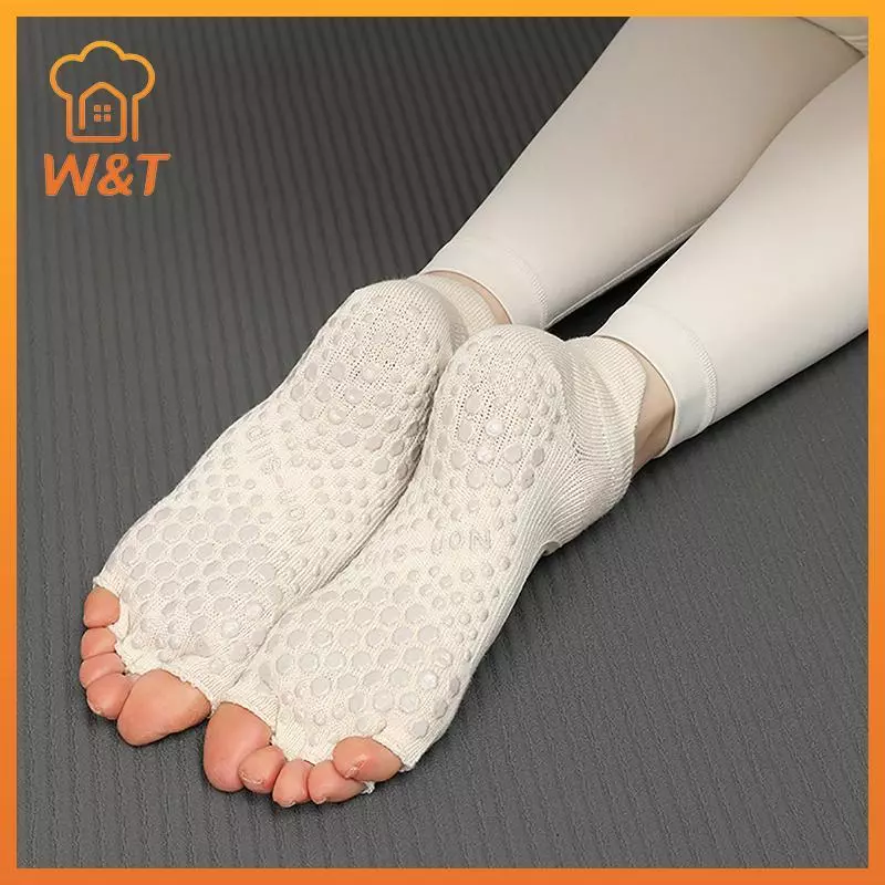 [W & T] Nữ Nửa Ngón Chân Ballet Yoga Sos Chống Trơn Trượt Peep Toe Chống Trơn Trượt Pilates Mắt Cá Chân Grip Thể Dục Năm Ngón Tay Thể Thao Sos Mới