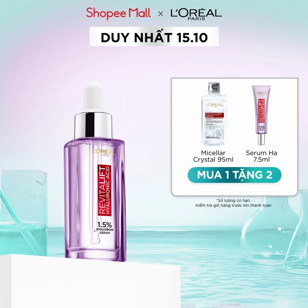 Serum dưỡng cấp ẩm tức thì, giúp làm giảm nếp nhăn & căng mướt da L'Oreal Paris Revitalift 1.5% Hyaluronic Acid 30ml