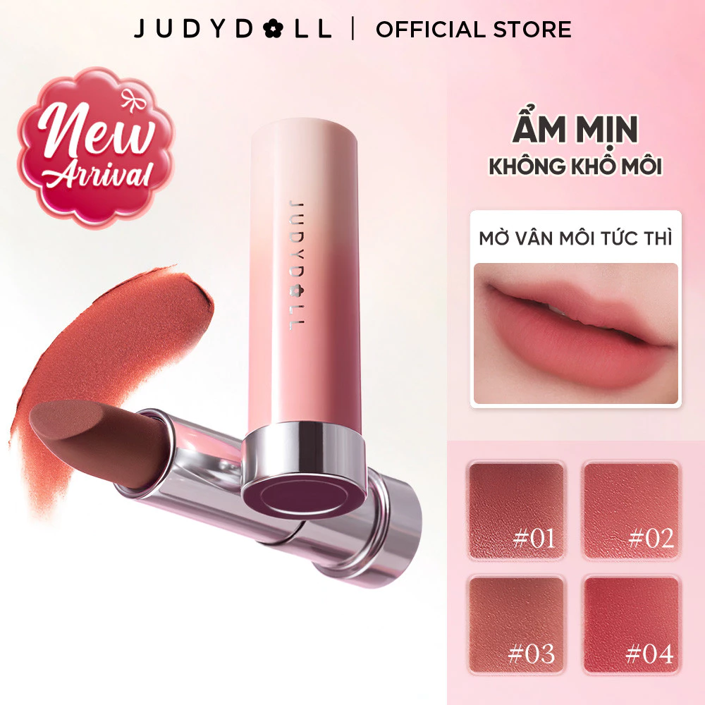 [MỚI] Son Lì JUDYDOLL Velvet Matte Lipstick Son thỏi Ẩm mướt Bơ mịn Mờ vân môi 3,6g