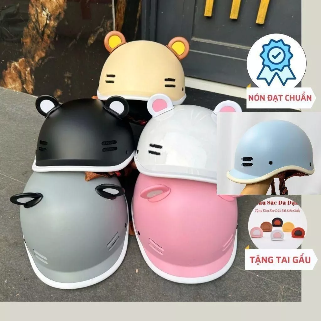 Mũ Bảo Hiểm Cá Heo Tai Cáo Charm Dễ Thương, Vỏ Nhựa ABS, Xốp EPS Thoải Mái cho Nam Nữ  An Toàn
