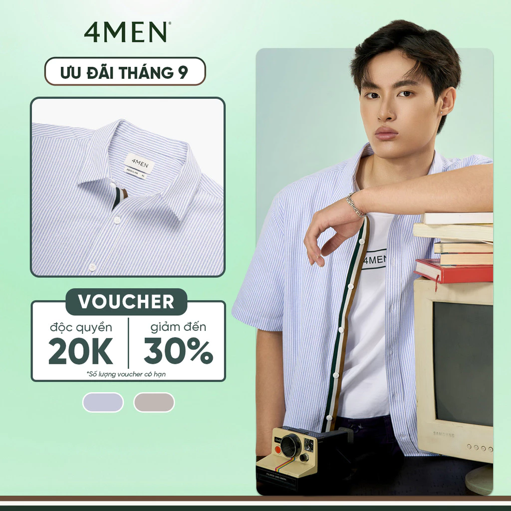 Áo Sơ Mi 4MEN Signature Stripe Sọc Tay Ngắn Form Regular SM210 Thanh Lịch