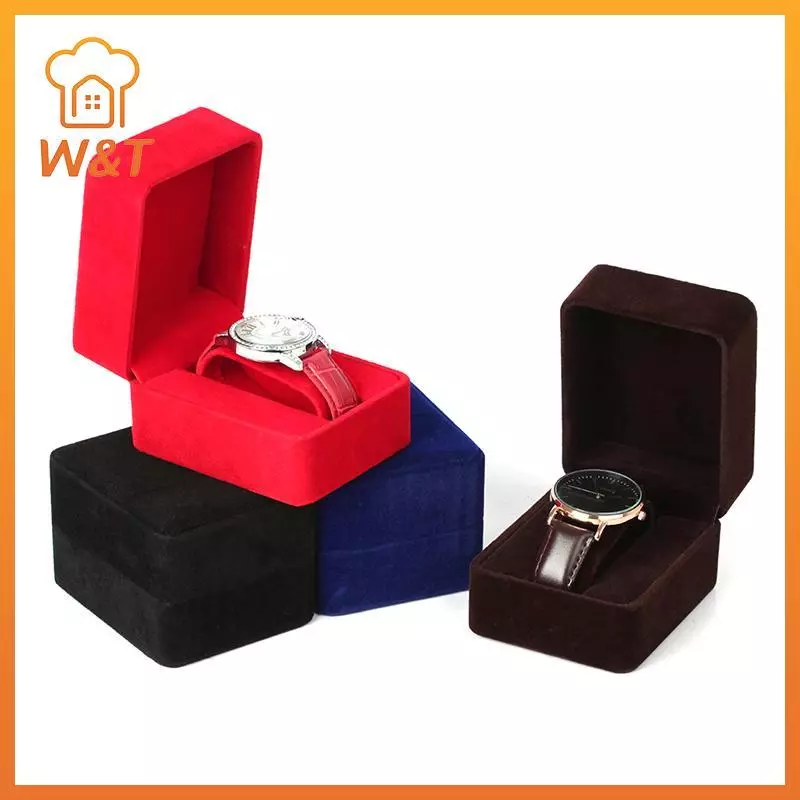 [W & T] Hộp Đồng Hồ Thời Trang Nhung Góc Tròn Đồng Hồ Thông Minh Clo Bảo Quản Phụ Kiện Trang Sức Hộp Ngủ Kinh Doanh Mới