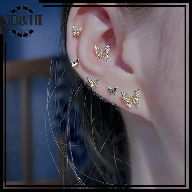 [SD & HI] 6 Cái / bộ Bộ Bông Tai Pha Lê Đơn Giản Dành Cho Nữ Bông Tai Zircon Bướm Dự Tiệc Cô Gái Phụ Kiện Trang Sức Đính Hôn Đám Cưới (vn)