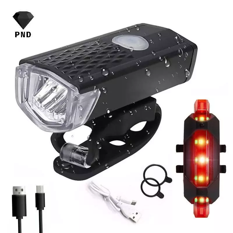 PND Xe Đạp Xe Đạp Đèn USB LED Sạc Bộ Xe Đạp Đường Bộ Trước Ba Đèn Pha Đèn Pin Đi Xe Đạp Phụ Kiện Đi Xe Đạp raoog