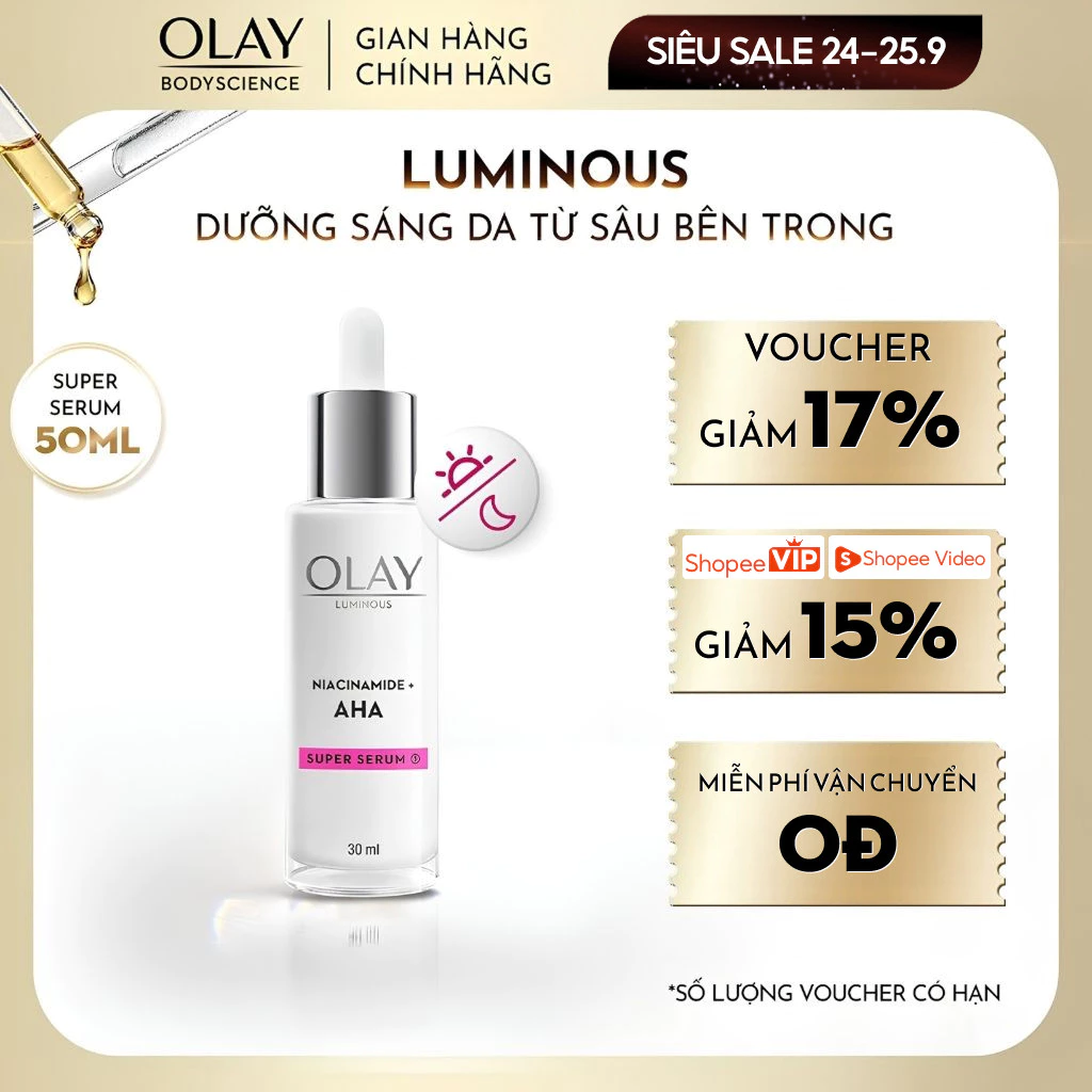 [LIVE] Siêu Tinh Chất Ngừa Lão Hóa OLAY Luminous Niacinamide Kết Hợp AHA 30ML