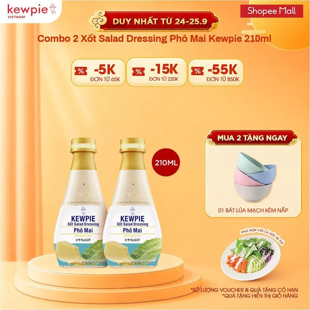 Combo 2 Xốt Salad Dressing Phô Mai Kewpie 210ml