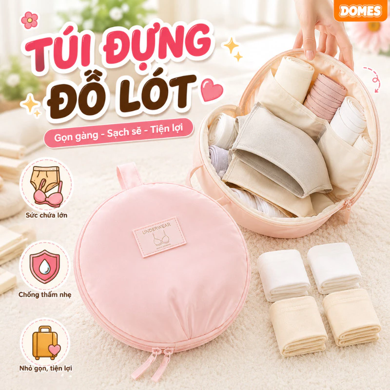 Túi Đựng Đồ Lót Cá Nhân Du Lịch Vải Chống Thấm, Túi Đựng Nội Y, Đồ Lót, Tất Vớ Hình Cầu Cao Cấp