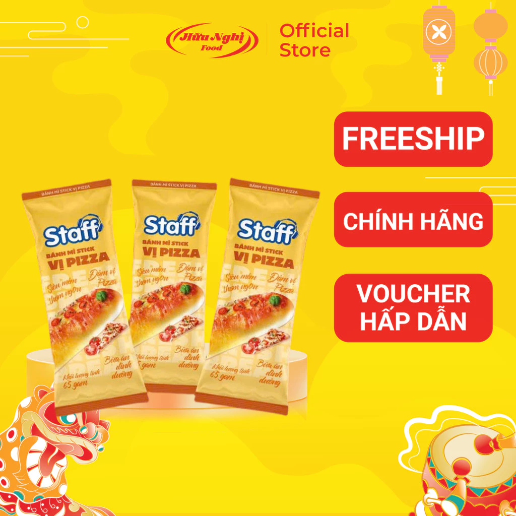Combo 3 Bánh Mì Stick Vị Pizza Staff – Bánh Hữu Nghị dinh dưỡng, tiện lợi cho bữa sáng, ăn vặt