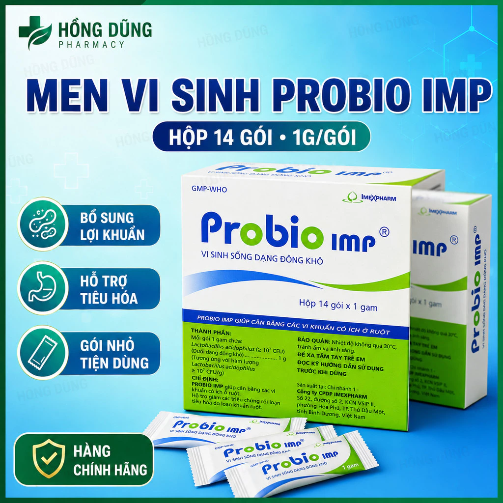 Men tiêu hóa giảm đầy hơi, đau bụng, tăng cường hệ vi sinh ruột Probio IMP Hộp 14 Gói