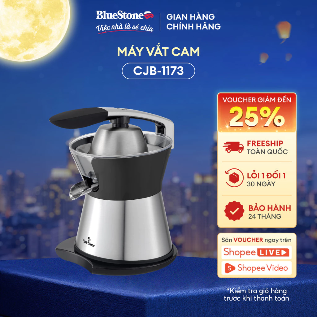 Máy Vắt Cam BlueStone CJB-1173 | 85W – Đảo Chiều Tự Động | Ép Kiệt Từng Giọt – Không Văng Nước – Chính Hãng BH 2 Năm