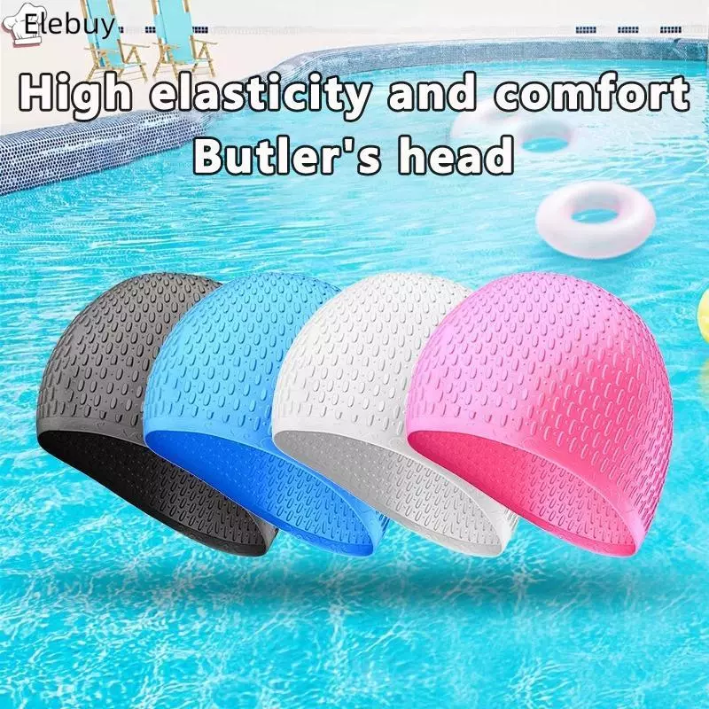 [Ele-T] Mũ bơi giọt nước bằng silicon Mũ bơi bong bóng phóng to dành cho người lớn Bảo vệ tai chống nước siêu đàn hồi