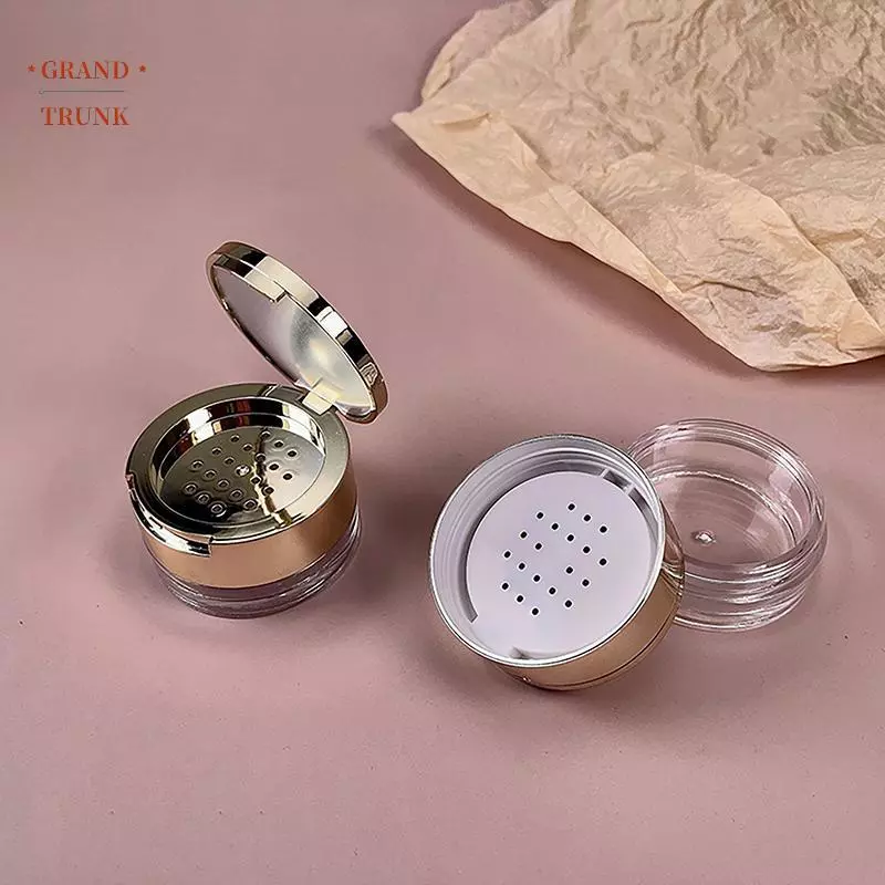 [INVN] Hộp nhựa đựng bột mỹ phẩm di động màu vàng 6g Nồi bột rời rỗng có sàng Hộp đựng phấn trang điểm du lịch có phồng mới