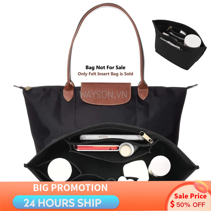 {SẴN SÀNG} Túi chèn nỉ phù hợp cho túi xách Longchamp Túi lót vải nỉ Túi trang điểm Hỗ trợ du lịch Di động chèn ví sắp xếp