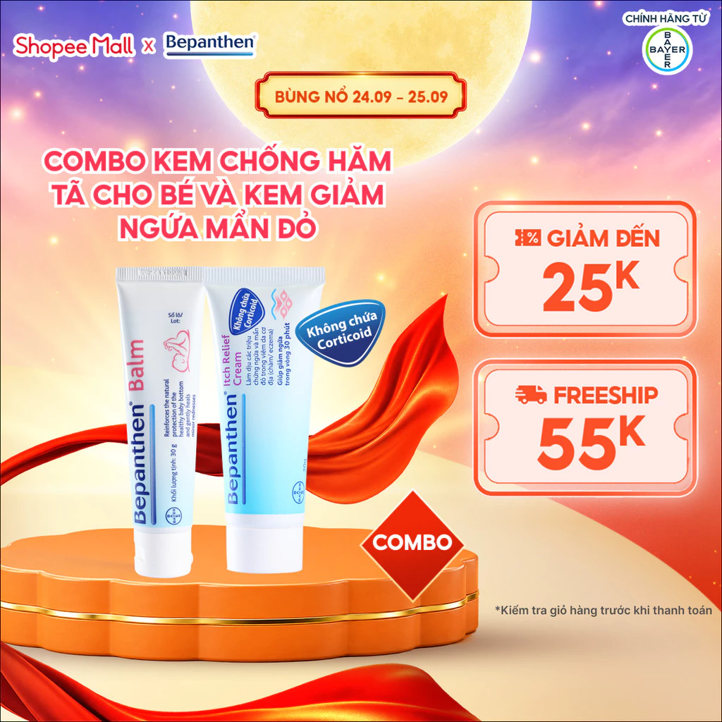 Combo Kem Chống Hăm BEPANTHEN Balm Dạng Kem Mỡ Tuýp 30G và Kem Giảm Ngứa BEPANTHEN Itch Relief Cream 20G