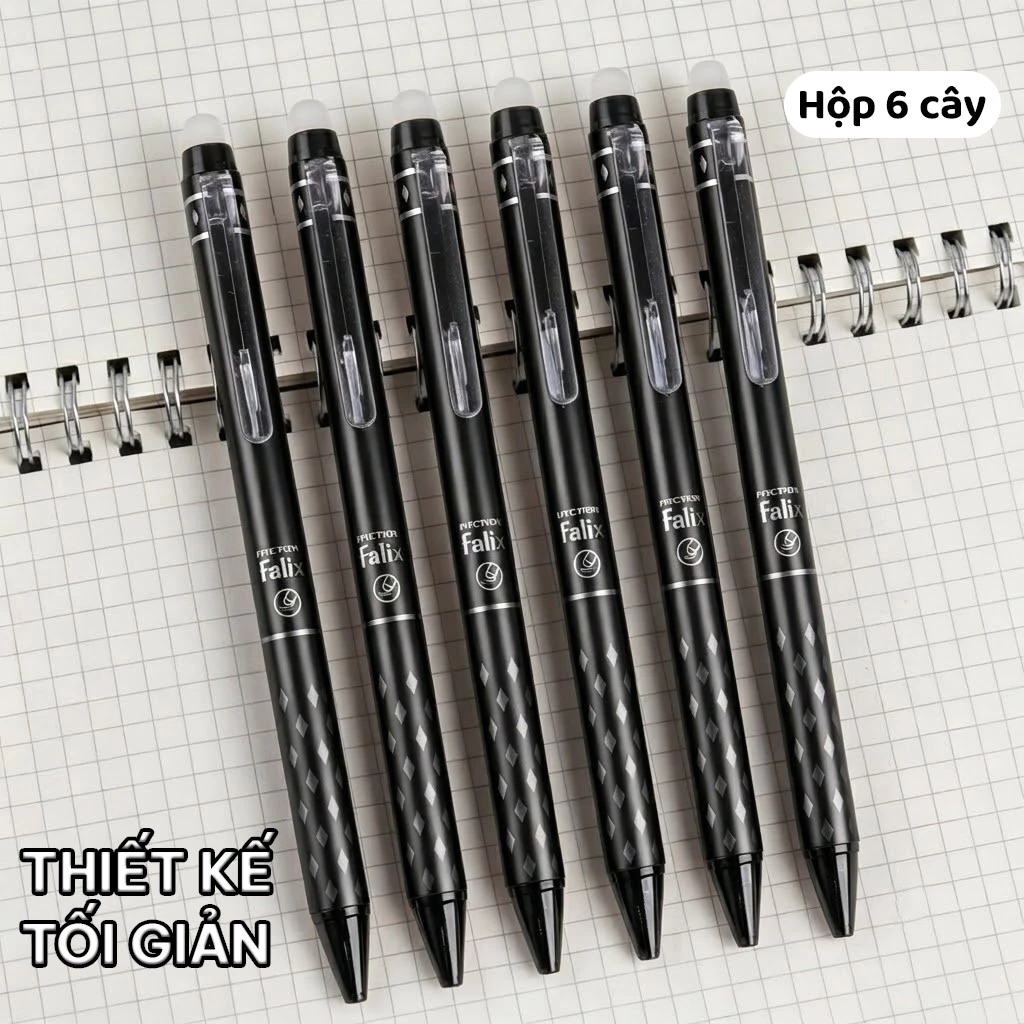 Bút Gel Xoá Được Bấm Cao Cấp Ngòi 0.5Mm, Mực Nước Đen, Tẩy Đính Kèm Hộp, Viết Trơn Không Vệt, Bút Bi Đồ Dùng Học Sinh